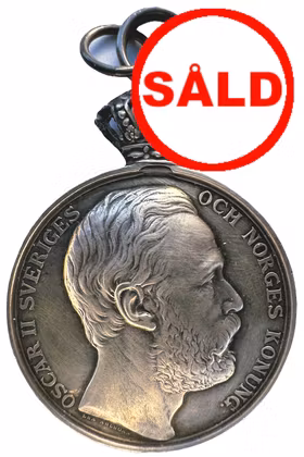 Oskar II - Kungliga Patriotiska sällskapet - Härlig silvermedalj utdelad till Sven Jönsson av Lea Ahlborn
