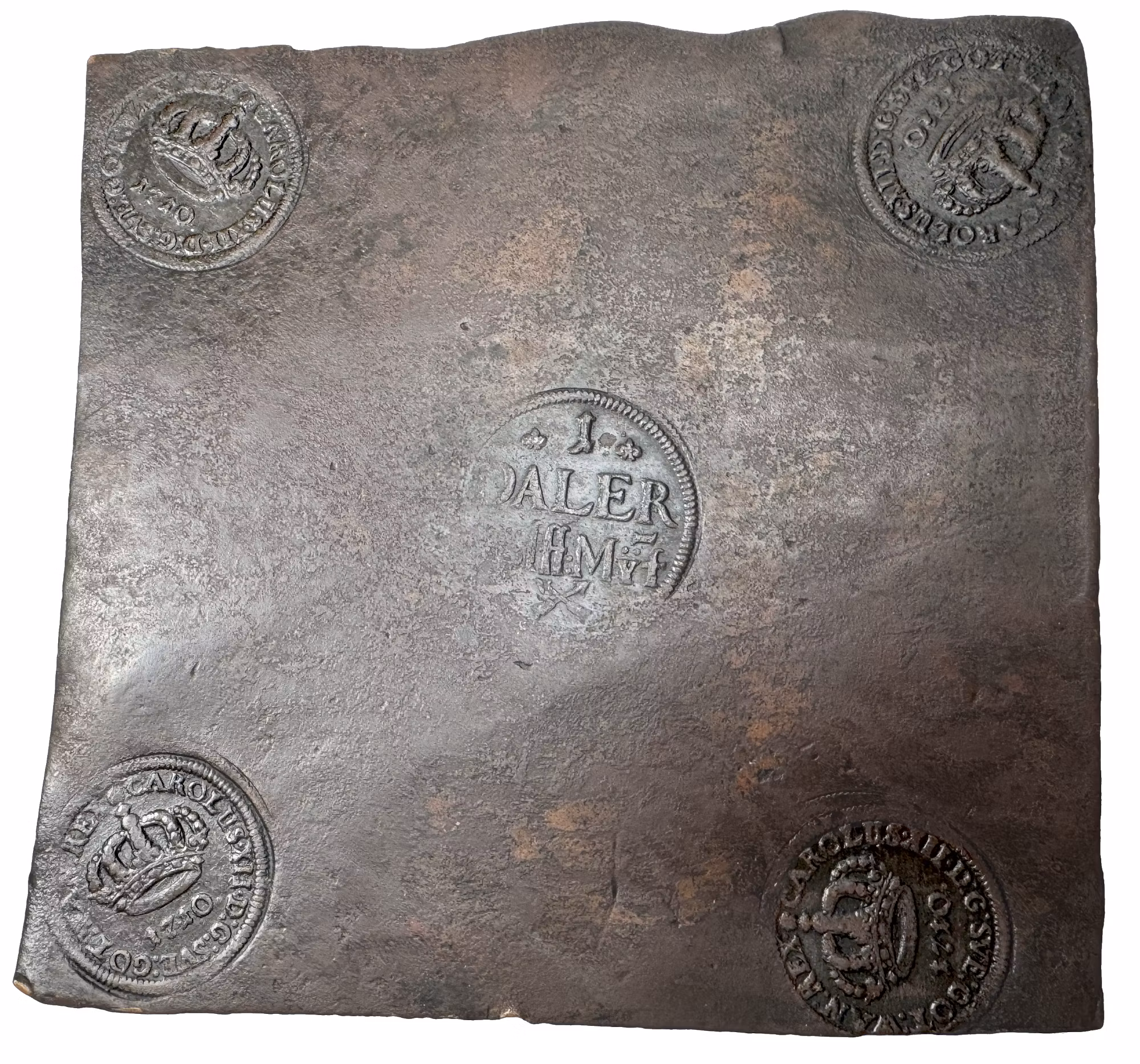 Karl XII  - Plåtmynt - 1 Daler SM 1710 - Härliga stämplar med bottenlyster