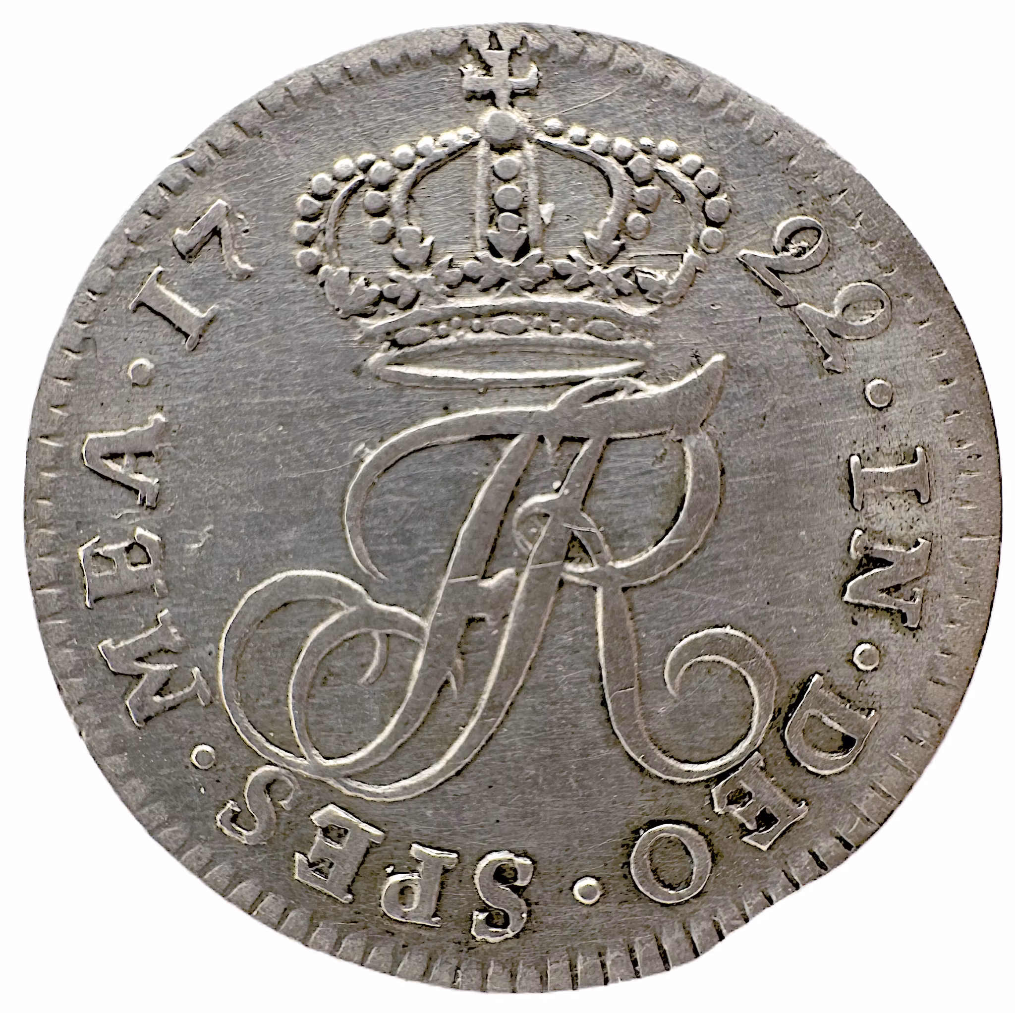 Fredrik I:s 5 öre 1722 - En ettårstyp och ett tilltalande exemplar med viss lyster - Soldatprinsen och frihetstidens krona