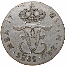 Fredrik I: 5 Öre SM 1725 (Ettårstyp) - med ovanligt jämna, fina och lystriga ytor - Krigarprinsen från Hessen-Kassel