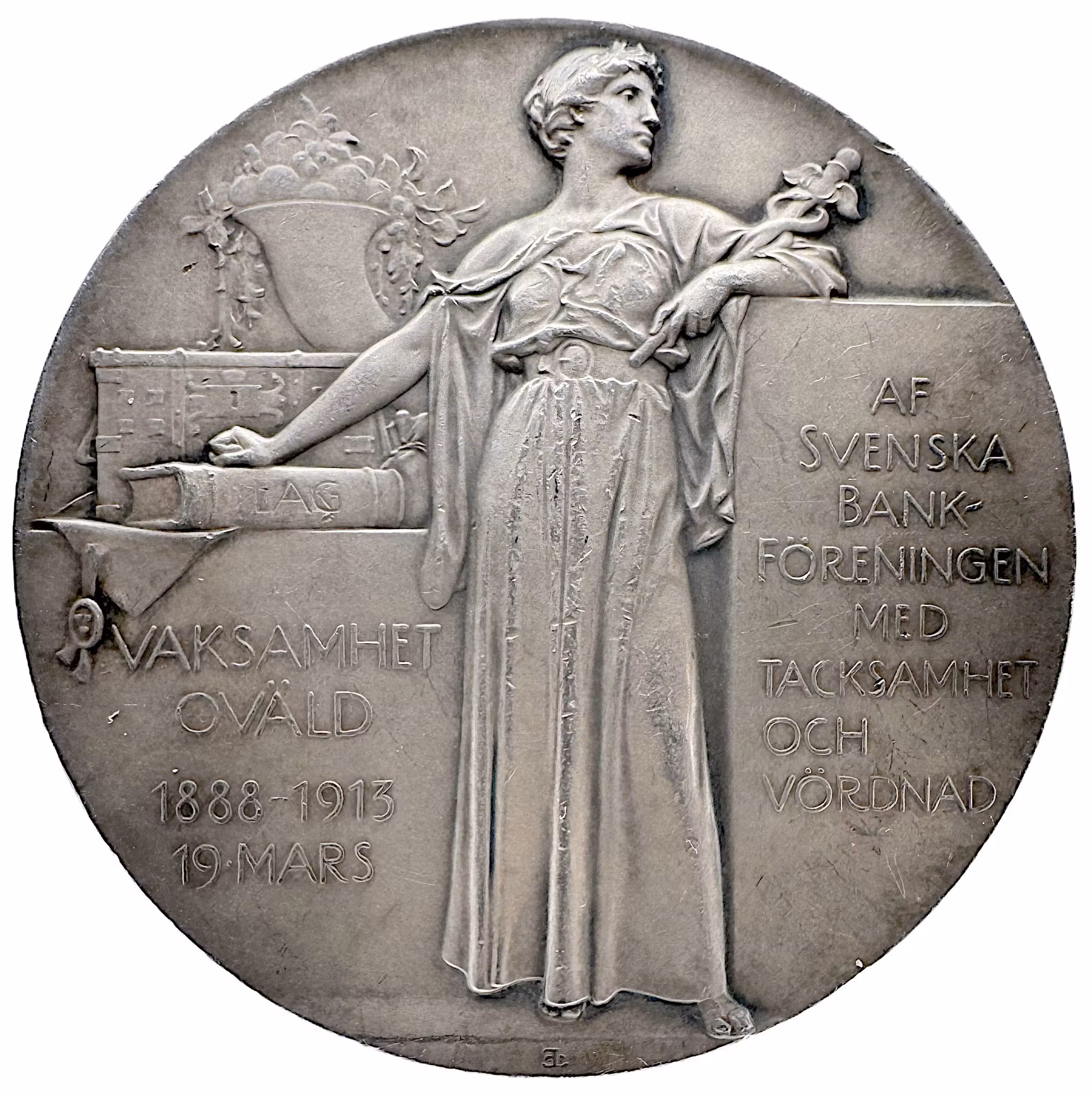 Robert Benckert (1846–1938) graverad av Erik Lindberg 1913 - Massiv och historiskt betydelsefull silvermedalj