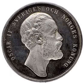 Oskar II: Norrbottens läns kungliga hushållningssällskaps belöningsmedalj (modell 1877) av Lea Ahlborn - Utdelad i Luleå 1894