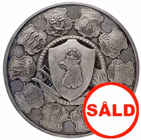 Oskar II - Kristianstads läns kungliga hushållningssällskap (modell 1892) av Lea Ahlborn - Silvermedalj med härlig blåguldskimrande bottenlyster