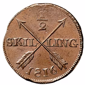 Karl XIII - 1/2 Skilling 1816 - Vackert exemplar med viss röd lyster