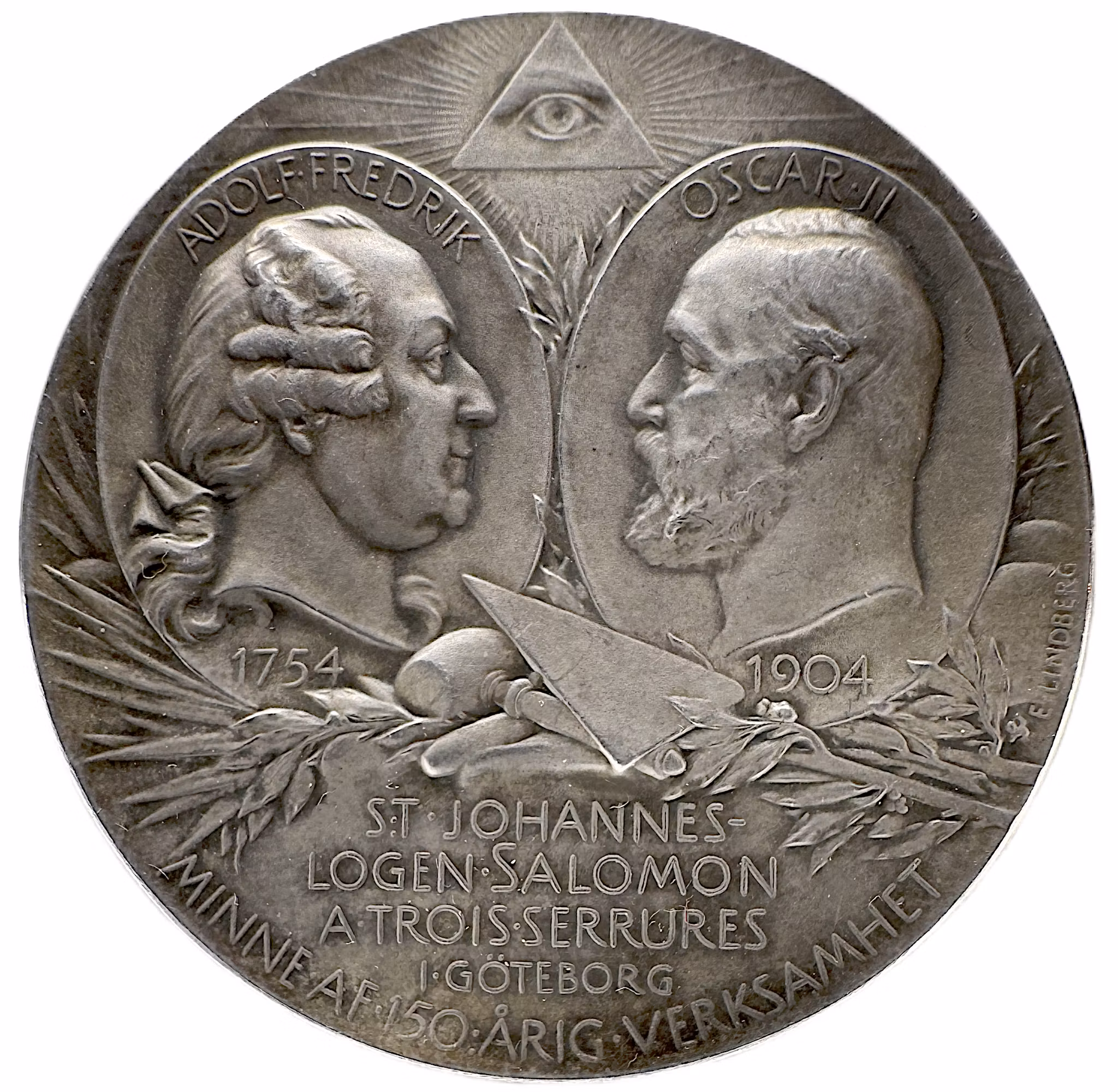 Oskar II (1872-1907): S:t Johanneslogen Salomon á trois Göteborg 150 år - Mycket sällsynt - av Erik Lindberg 1904 -  Ett och ett halvt sekel av frimureriskt broderskap
