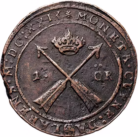Gustav II Adolf, Säter, 1 Öre 1629 - Mycket tilltalande exemplar, sköld med buktiga sidor och GVST i omskriften