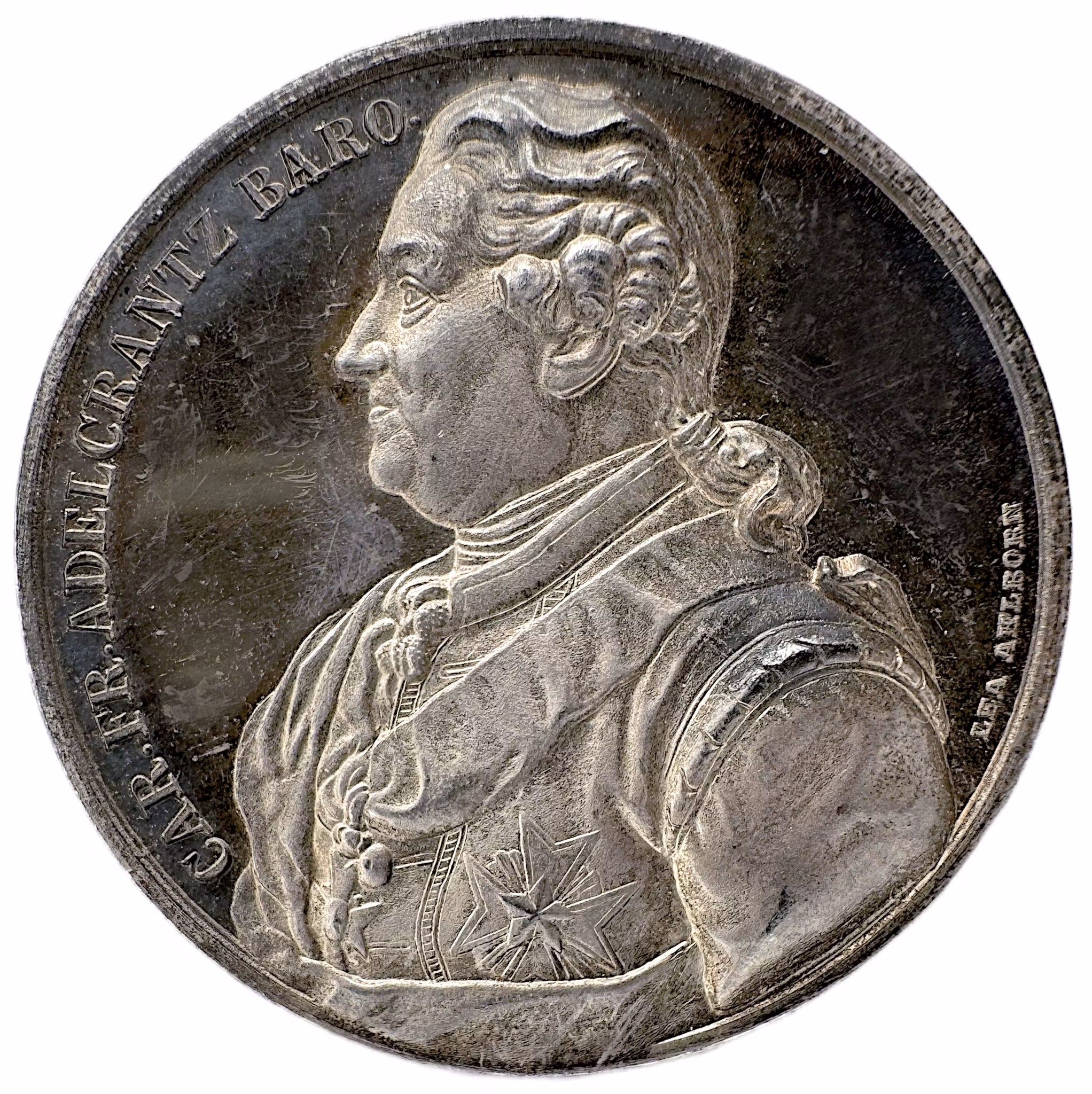 Carl Fredric Adelcrantz (1716–1796) graverad av Lea Ahlborn för Svenska Akademien 1890 - Från rokoko till sträng klassicism