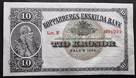 Kopparbergs Enskilda Bank – 10 kronor 1894 - Med en detaljerad gravyr av Falu Koppargruva