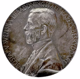 Gustav V (1907-1950) - Svenska Livräddningssällskapets medalj av Erik Lindberg 1908