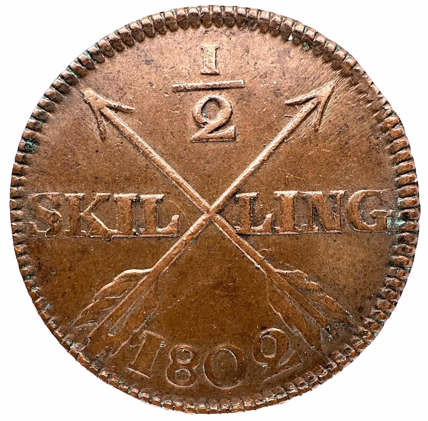 Gustav IV Adolf, 1/2 Skilling 1802 - Bra exemplar - G med hake