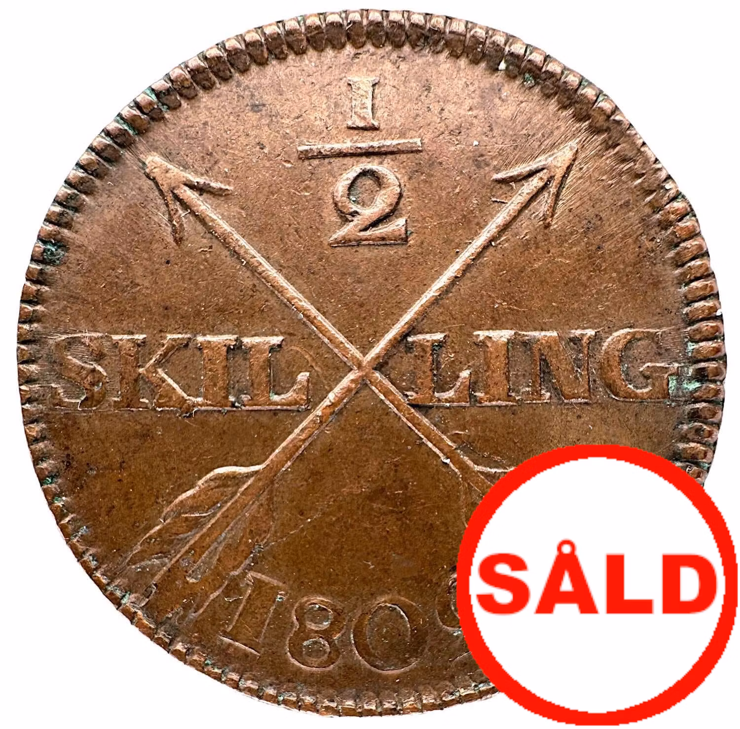 Gustav IV Adolf, 1/2 Skilling 1802 - Bra exemplar - G med hake