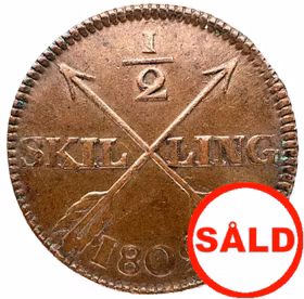 Gustav IV Adolf, 1/2 Skilling 1802 - Bra exemplar - G med hake