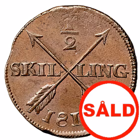 Karl XIII - 1/2 Skilling 1816 - Vackert exemplar med viss röd lyster