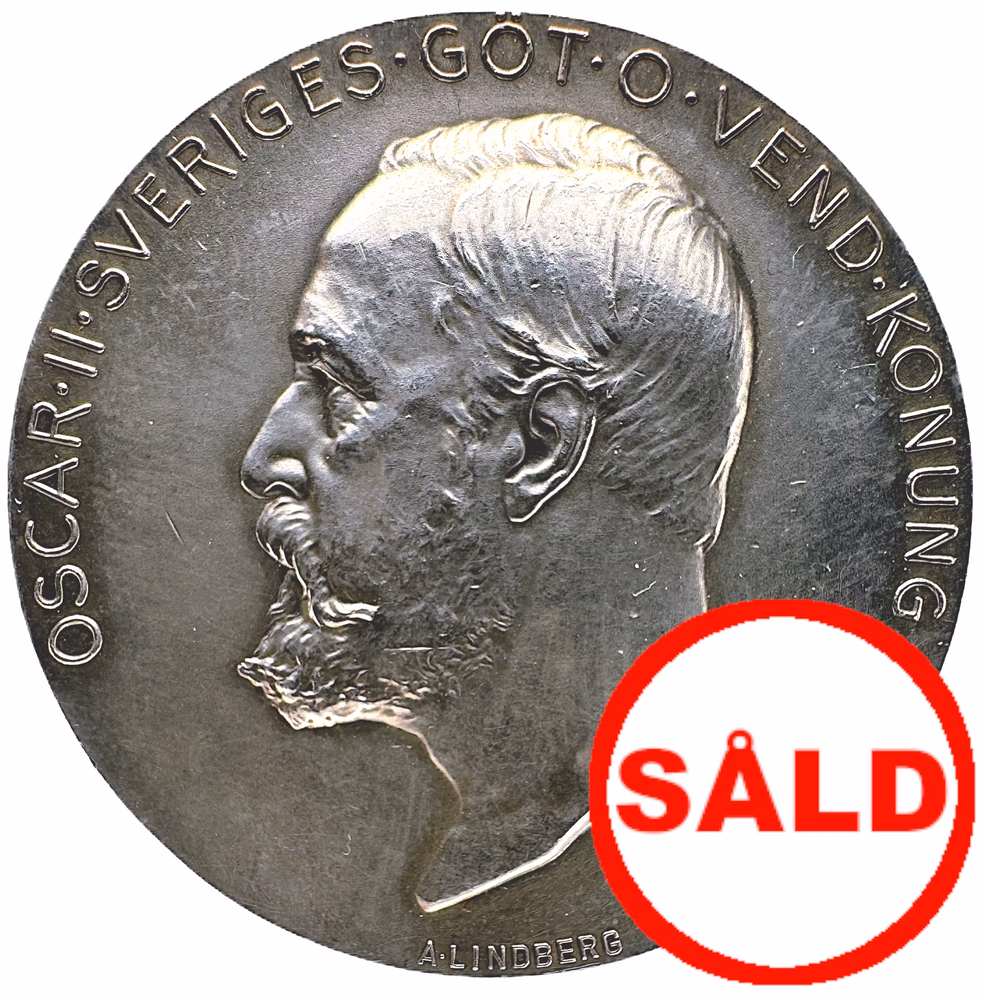 Oskar II - Belöningsmedalj i silver vid 20:e Allmänna svenska lantbruksmötet i Norrköping 1906 av Adolf Lindberg - Utdelad till Per Nilsson