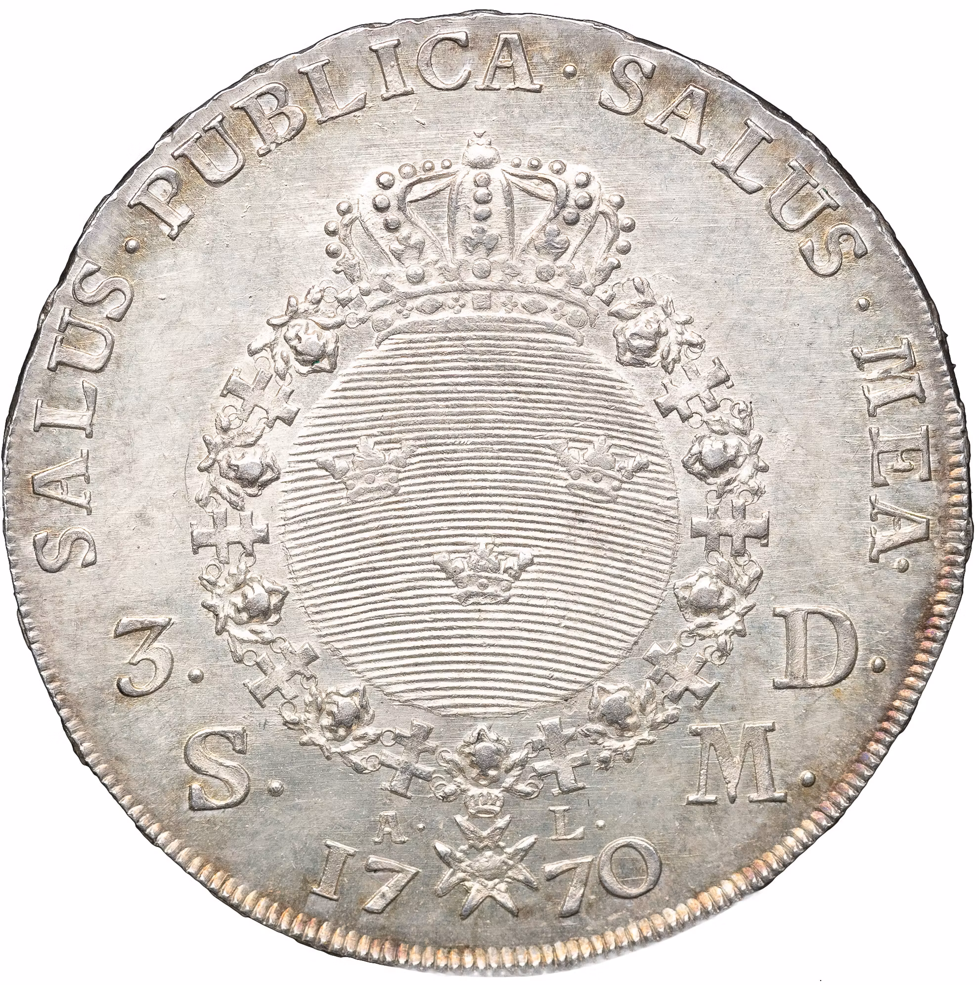 Adolf Fredrik, 1 Riksdaler / 3 Daler SM 1770 - Osedvanligt vackert välpräglat exemplar med full lyster