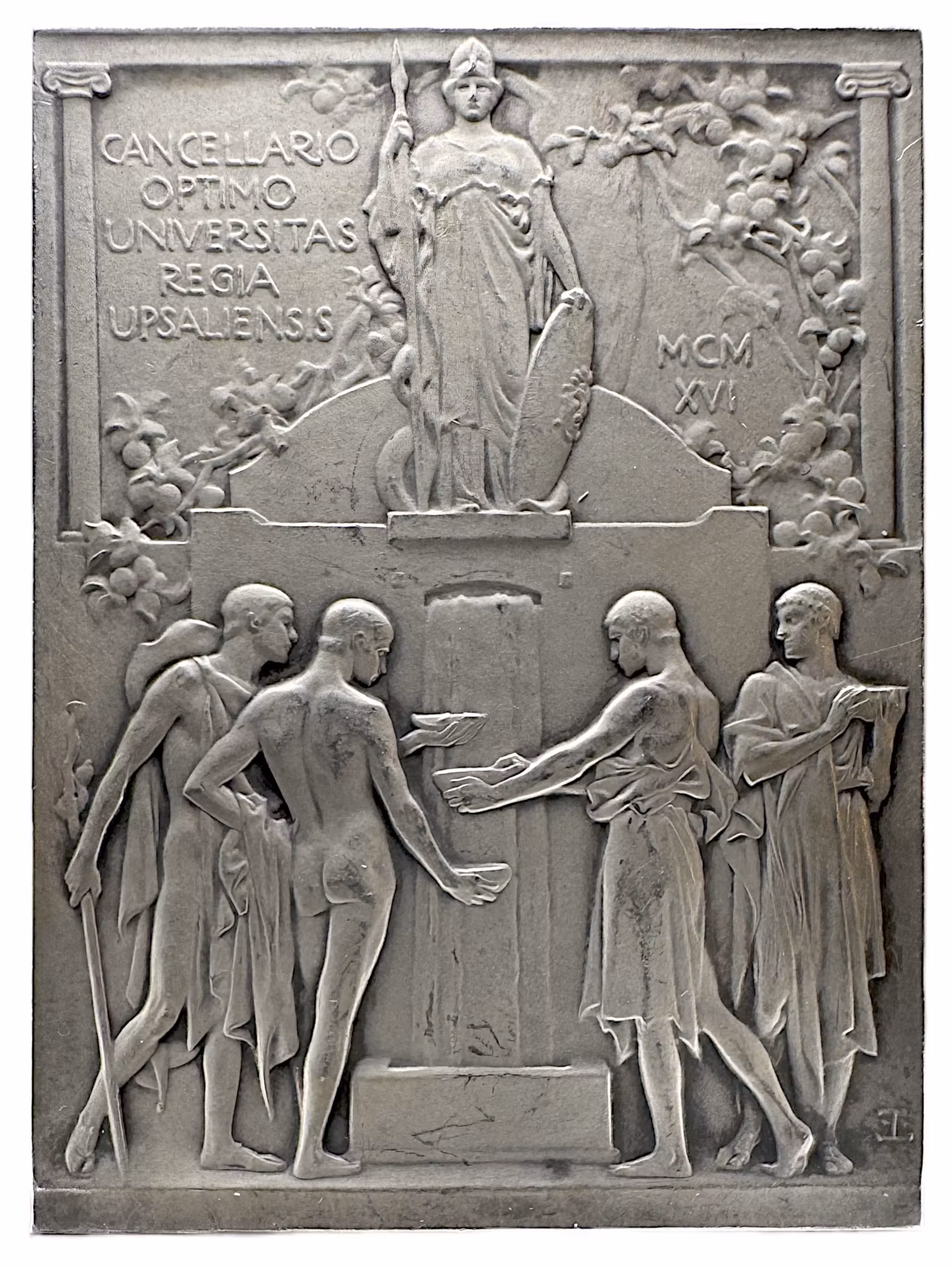 Fredrik Wachtmeister (1855–1919) av Erik Lindberg för Uppsala universitet med anledning av Wachtmeisters avgång från kanslerämbetet 1916 - Ett uppdrag kantat av förseningar - MYCKET SÄLLSYNT