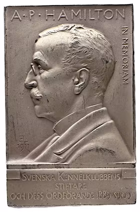 Adolf Patrik Hamilton (1852–1910) - Svenska Kennelklubbens finaste förtjänstplakett, allmänt kallad Hamiltonplaketten