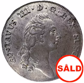 Gustav III - 2/3 Riksdaler 1777 - Tilltalande, jämt och fint exemplar utan plantsrispor eller märken