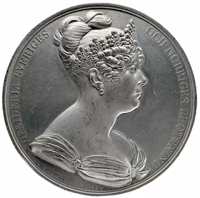 Drottning Desideria flyttar till Sverige 1823 av Jacques Jean Barre - Extremt sällsynt, ensidigt tennavslag