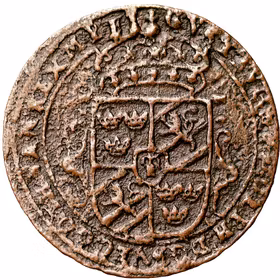 Gustav II Adolf, Nyköping, 1/2 Öre 1627 med välpräglad och tilltalande klassisk grip