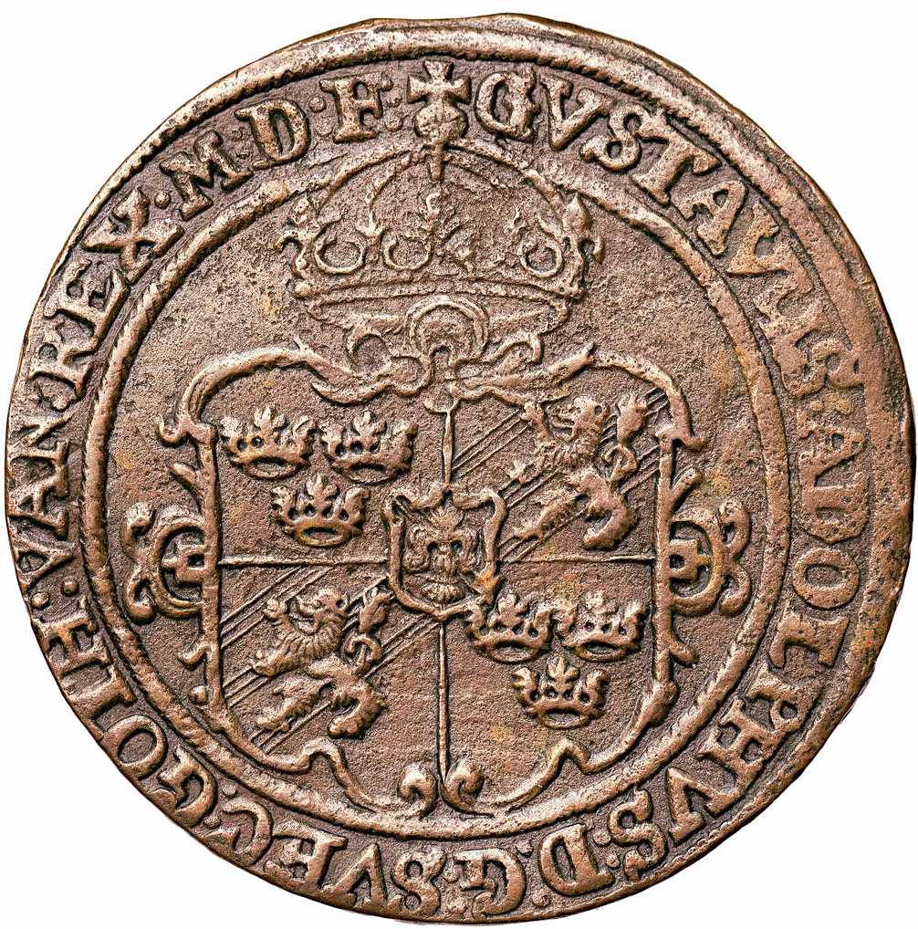 Gustav II Adolf, Arboga - 1 Öre 1627 Mycket vackert exemplar med härlig originalton