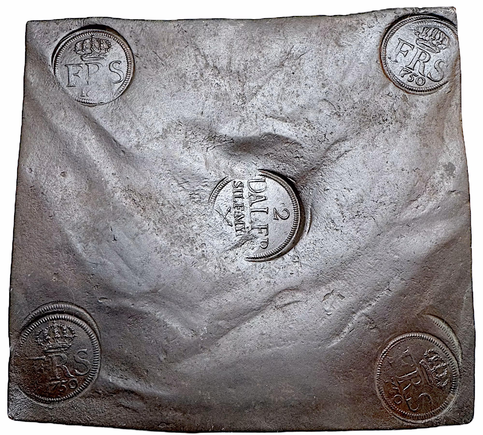 Fredrik I, Avesta, Plåtmynt, 2 Daler SM 1750 med underbara stämplar