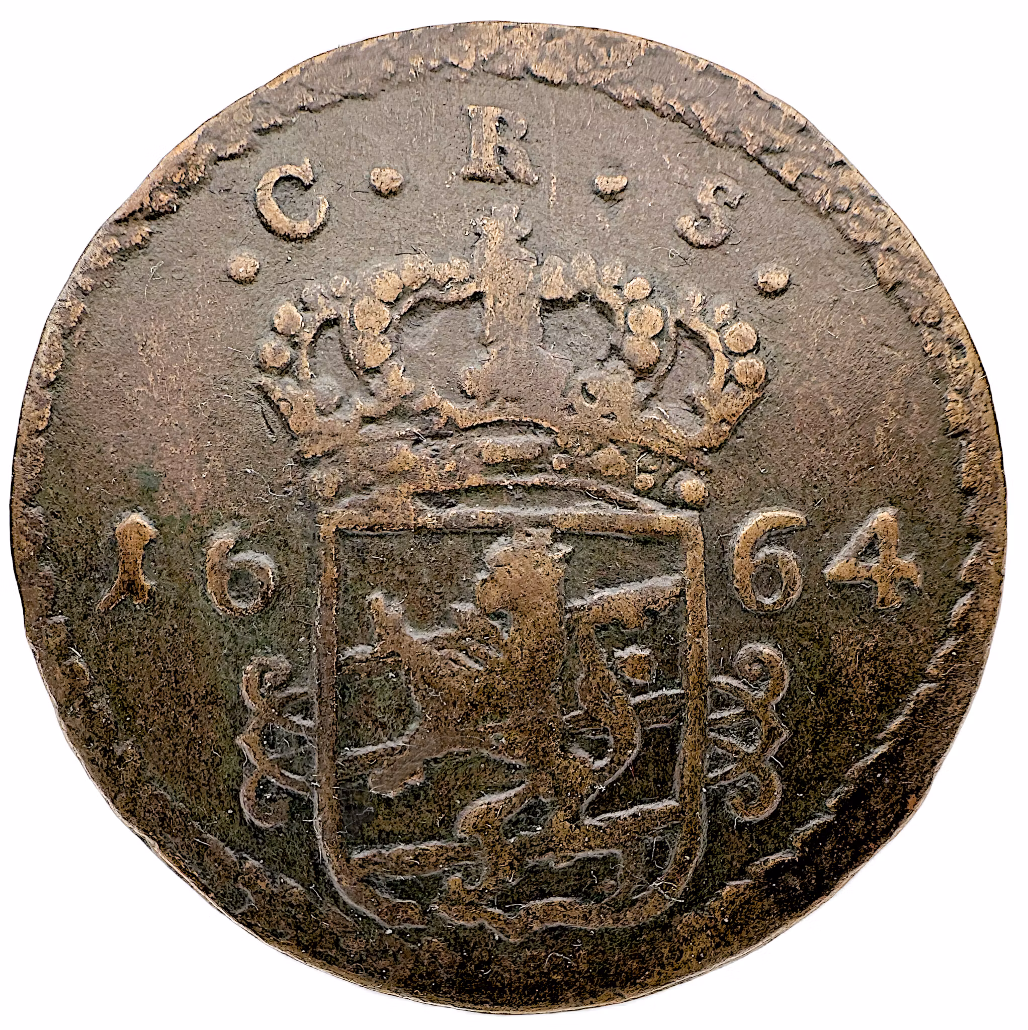 Karl XI, Avesta, 2 Öre KM 1664 - Ett jämnt och attraktivt exemplar med viss kvarvarande lyster - Förmyndartiden och den åttaårige kungen