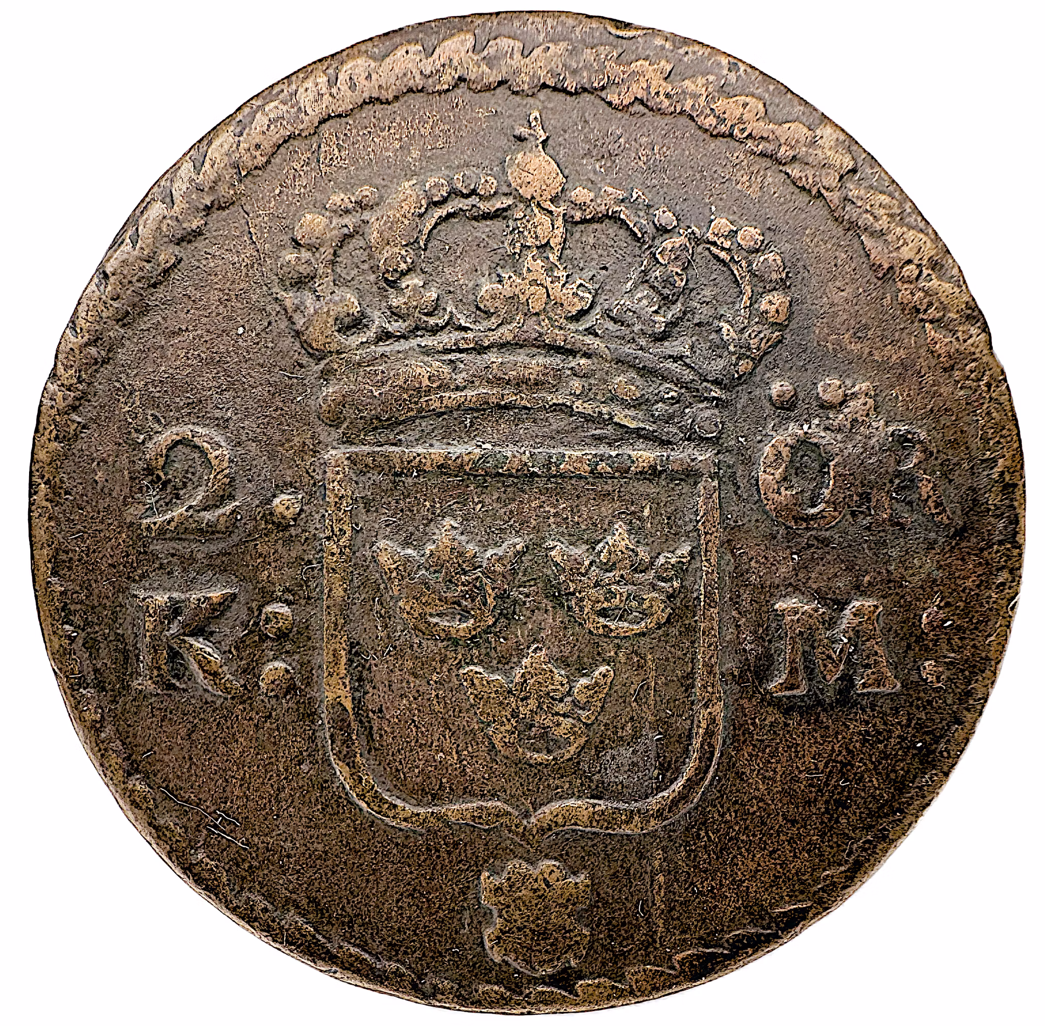 Karl XI, Avesta, 2 Öre KM 1664 - Ett jämnt och attraktivt exemplar med viss kvarvarande lyster - Förmyndartiden och den åttaårige kungen