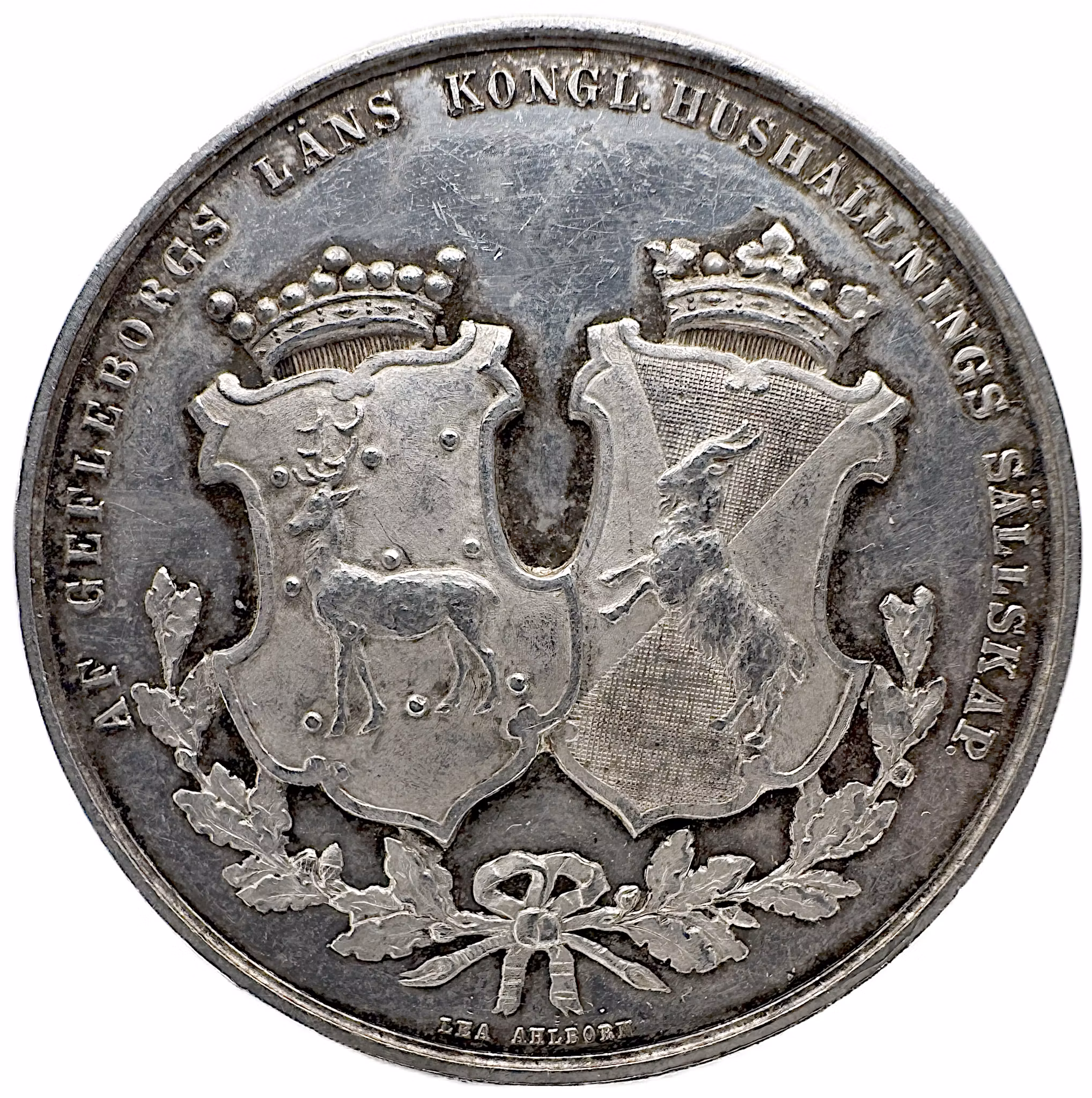 Oskar II (1872–1907) – Gävleborgs läns Kongl. Hushållningssällskap, Bollnäs 1880 graverad av Lea Ahlborn (1874-års modell)