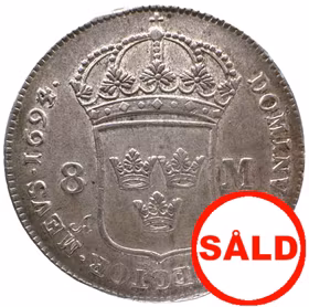 Karl XI - 8 Mark 1694/3 - Mycket vackert exemplar