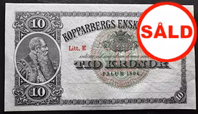 Kopparbergs Enskilda Bank – 10 kronor 1894 - Med en detaljerad gravyr av Falu Koppargruva