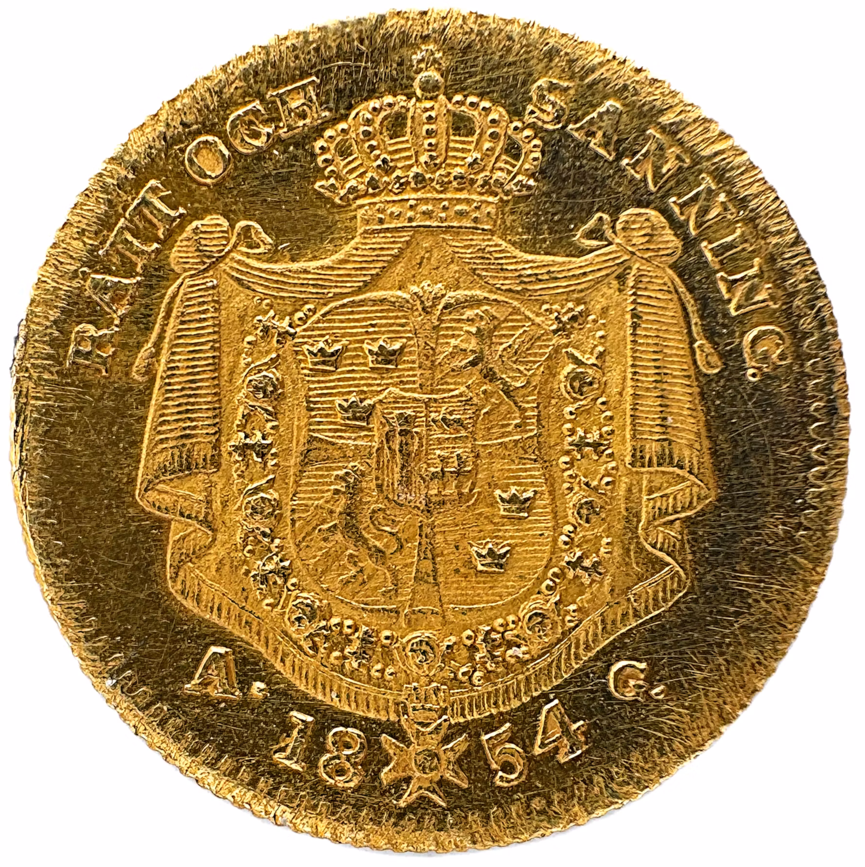 Oskar I (1844–1859), Dukat 1854 – Frostaktig relief med härligt lystriga fält