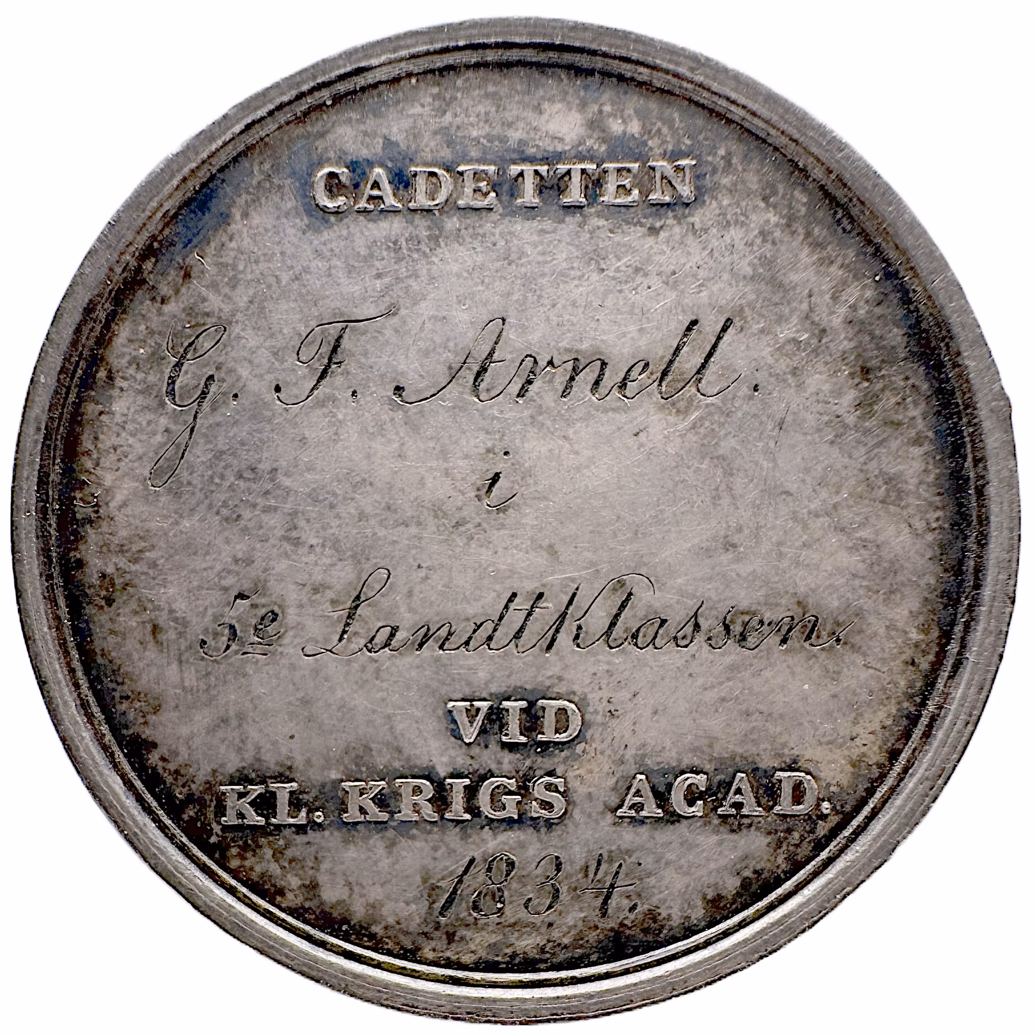 Kungliga Krigsakademien på Karlberg (modell GIVA) – Tilldelad G. F. Arnell 1834