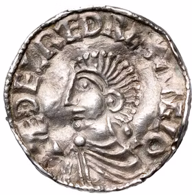 Vikingatida silvermynt, England, Æthelred II (978-1016). Lincoln. Penny. Long cross type, c. 997-1003