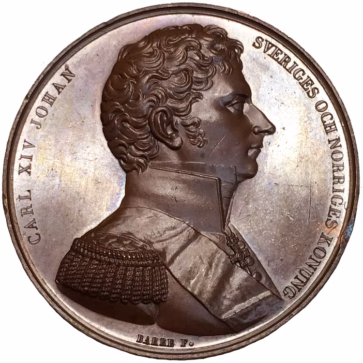 Karl XIV Johan med sonen, kronprins Oskar (I), av Barre - Ocirkulerat toppexemplar - En dynasti slår rot: Från Pau till den skandinaviska halvön