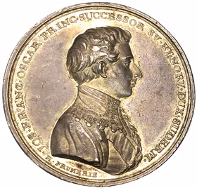 Kronprins Oskar (I) blir Kungliga Vetenskapsakademins beskyddare 1818 av Mauritz Frumerie