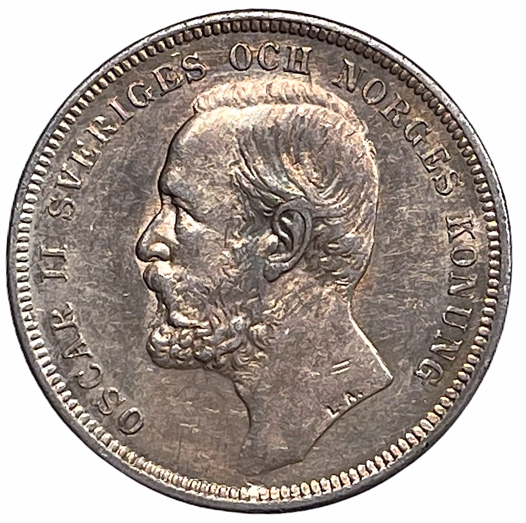 Oskar II - 1 Krona 1890 - Ett tilltalande exemplar med lyster