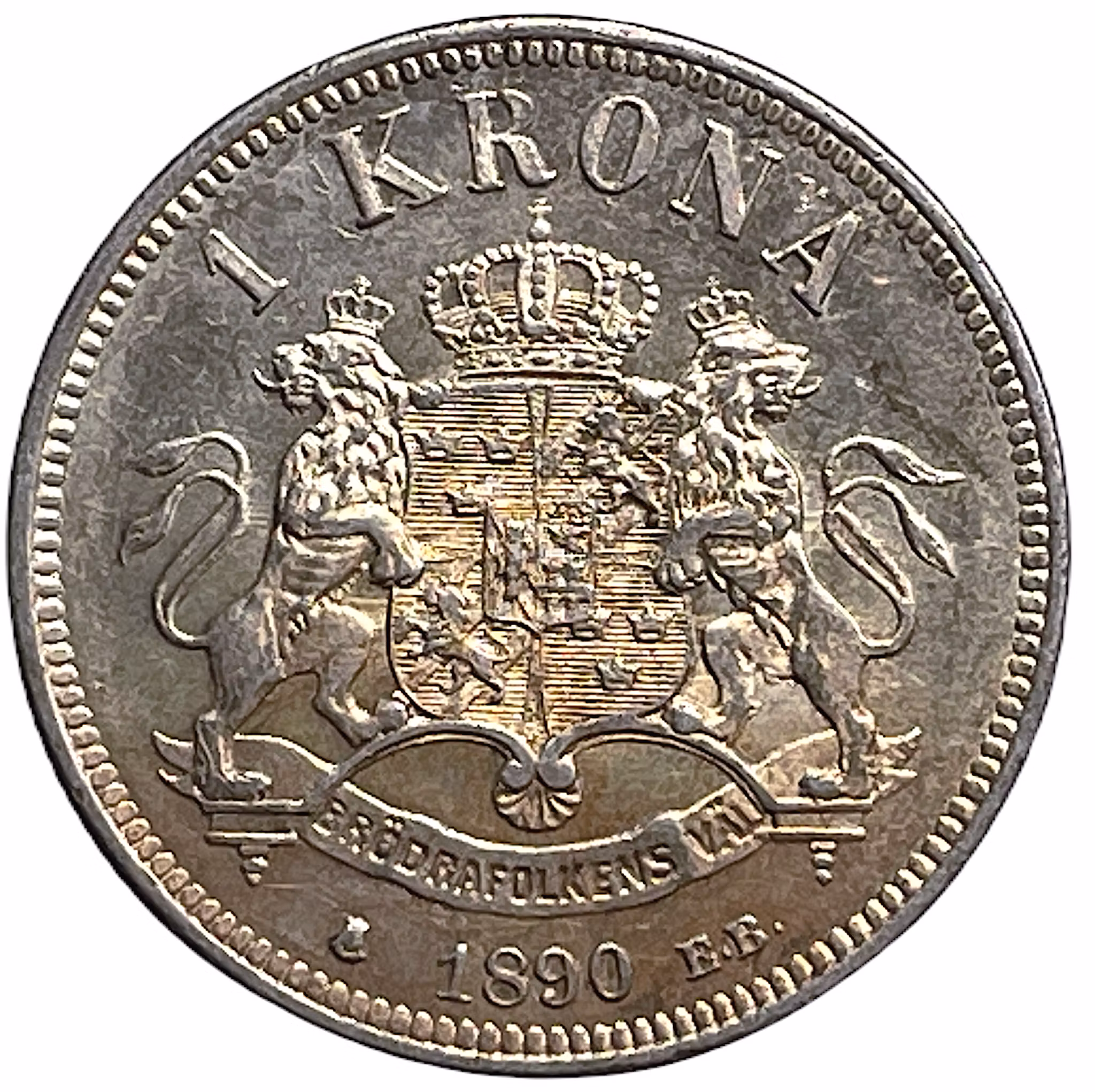 Oskar II - 1 Krona 1890 - Ett tilltalande exemplar med lyster