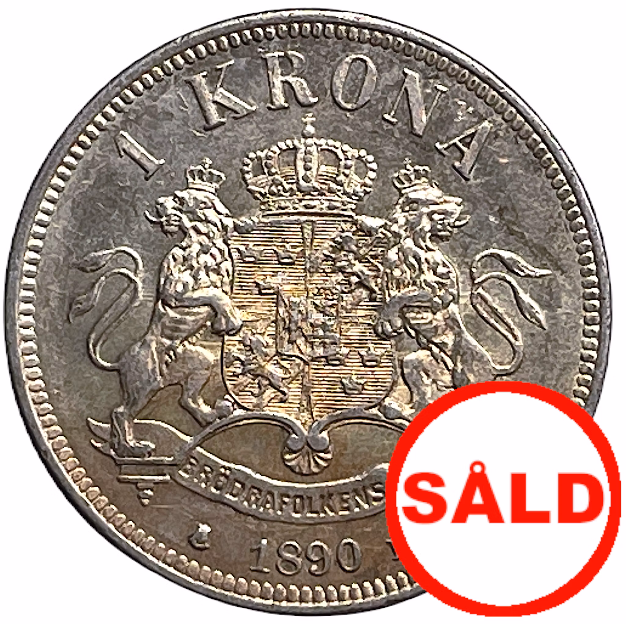 Oskar II - 1 Krona 1890 - Ett tilltalande exemplar med lyster