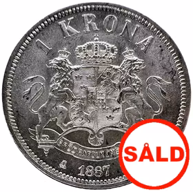 Oskar II - 1 Krona 1887 - Ett härligt ocirkulerat exemplar