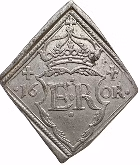 Erik XIV- Gråmunkeholmens myntverk – 16 öre klipping 1563 – Stort rombiskt myntämne med underbar lyster – Toppexemplar