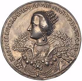 Gustav II Adolf och Maria Eleonora - Minnespenning från 1620-talet - Praktexemplar för typen