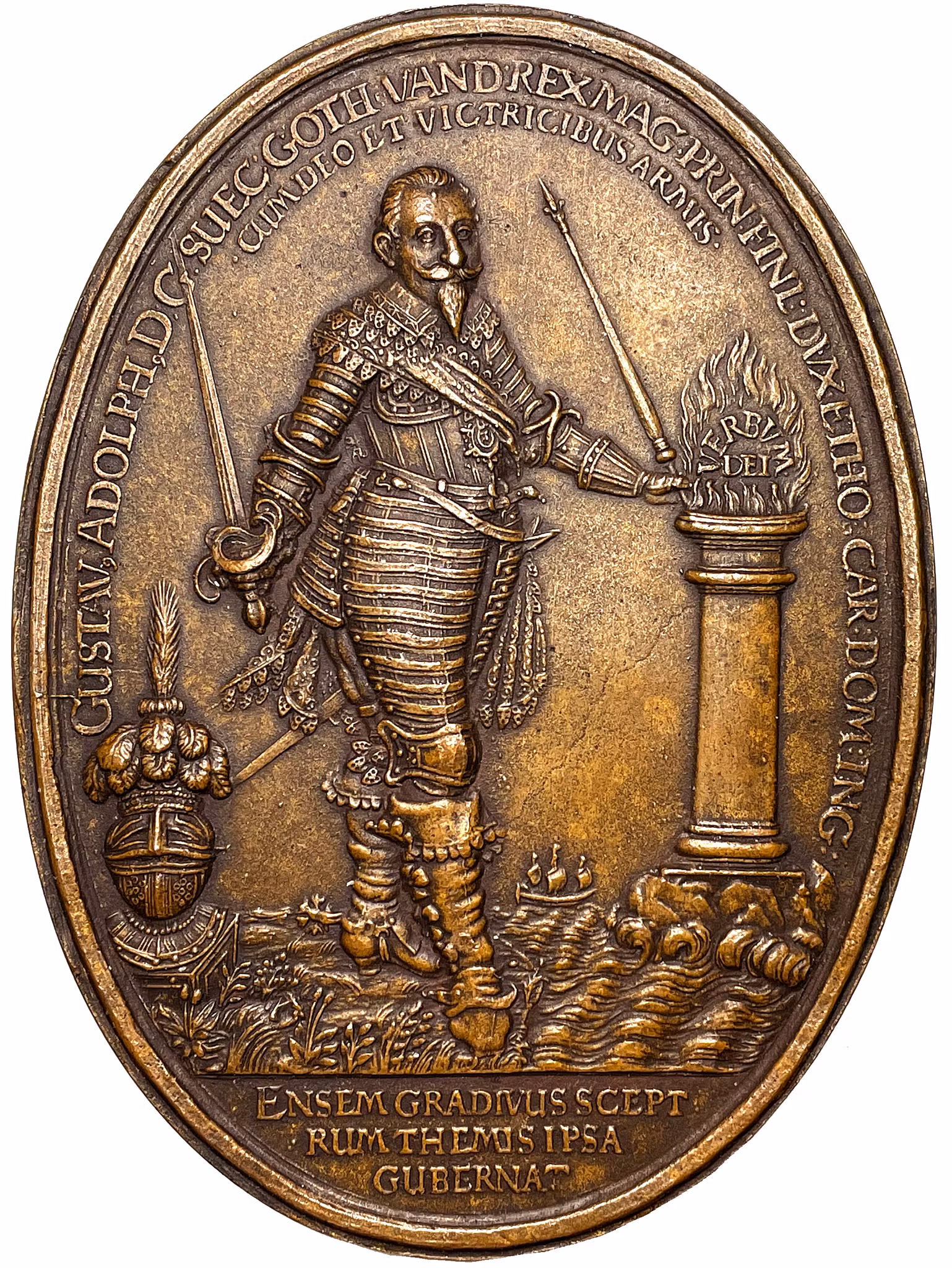 Tyska protestanternas glädjebetygelser över Gustav II Adolf segerrika kamp i Tyskland 1630-1632 av Walter & Wermuth - Mycket sällsynt praktmedalj