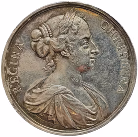 Gustav II Adolf och Kristina av Arvid Karlsteen ca 1682 -  Ett halvt sekel senare: Far och dotter i silver