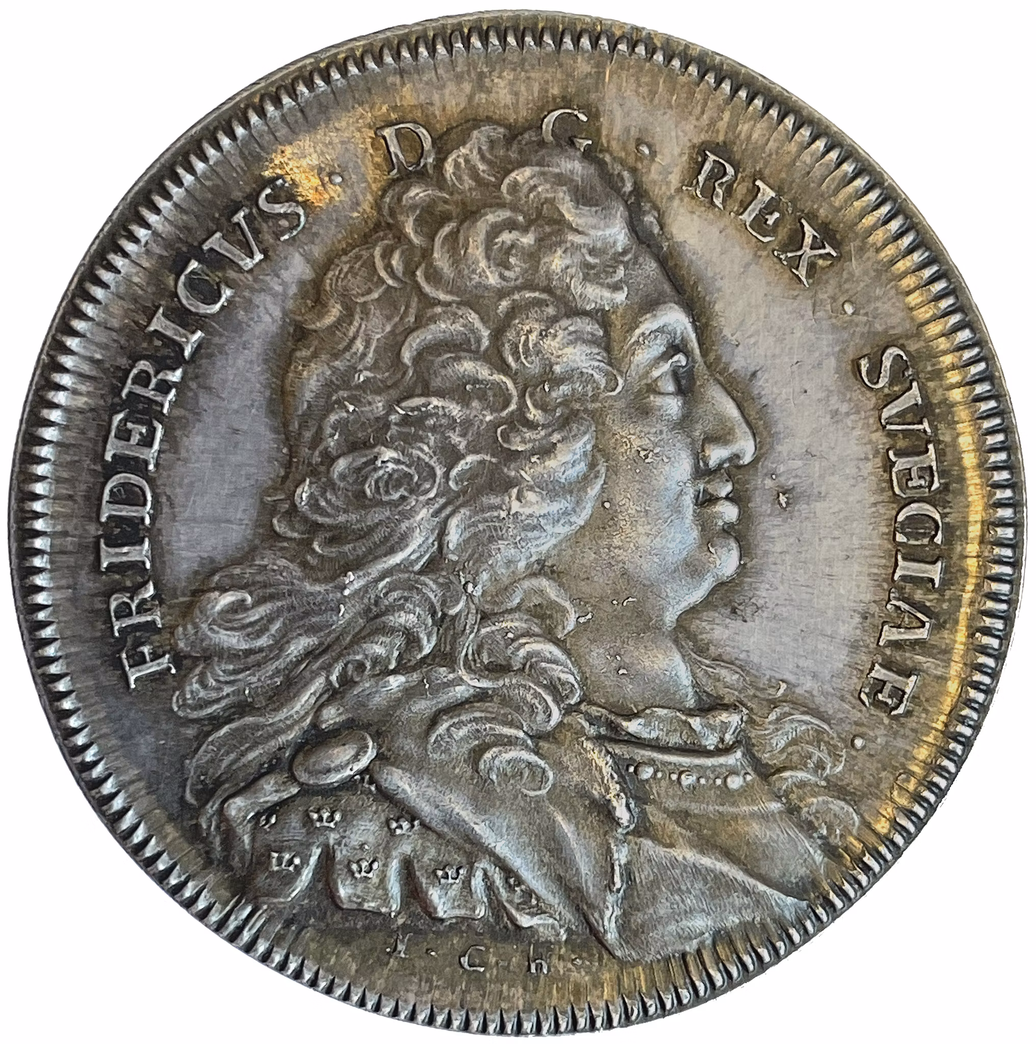 Fredrik I instiftar målar- och bildhuggarakademien 1735 av Johann Carl Hedlinger