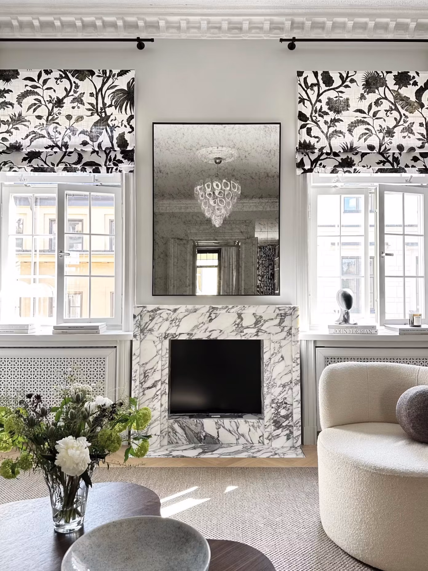 Fireplace Italian Arabescato marble
