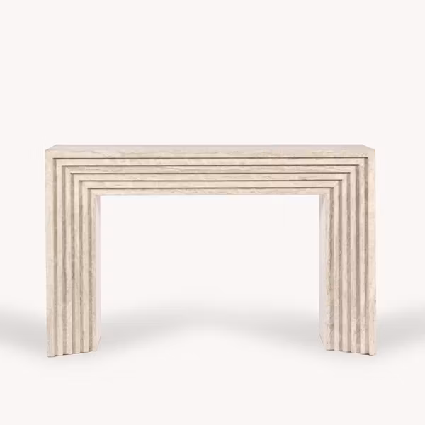 Enzo Console Table White Travertine