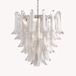 LUNA chandelier white small handblown glass