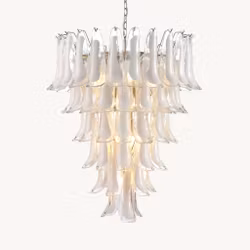 LUNA chandelier white handblown glass