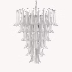 LUNA chandelier white handblown glass